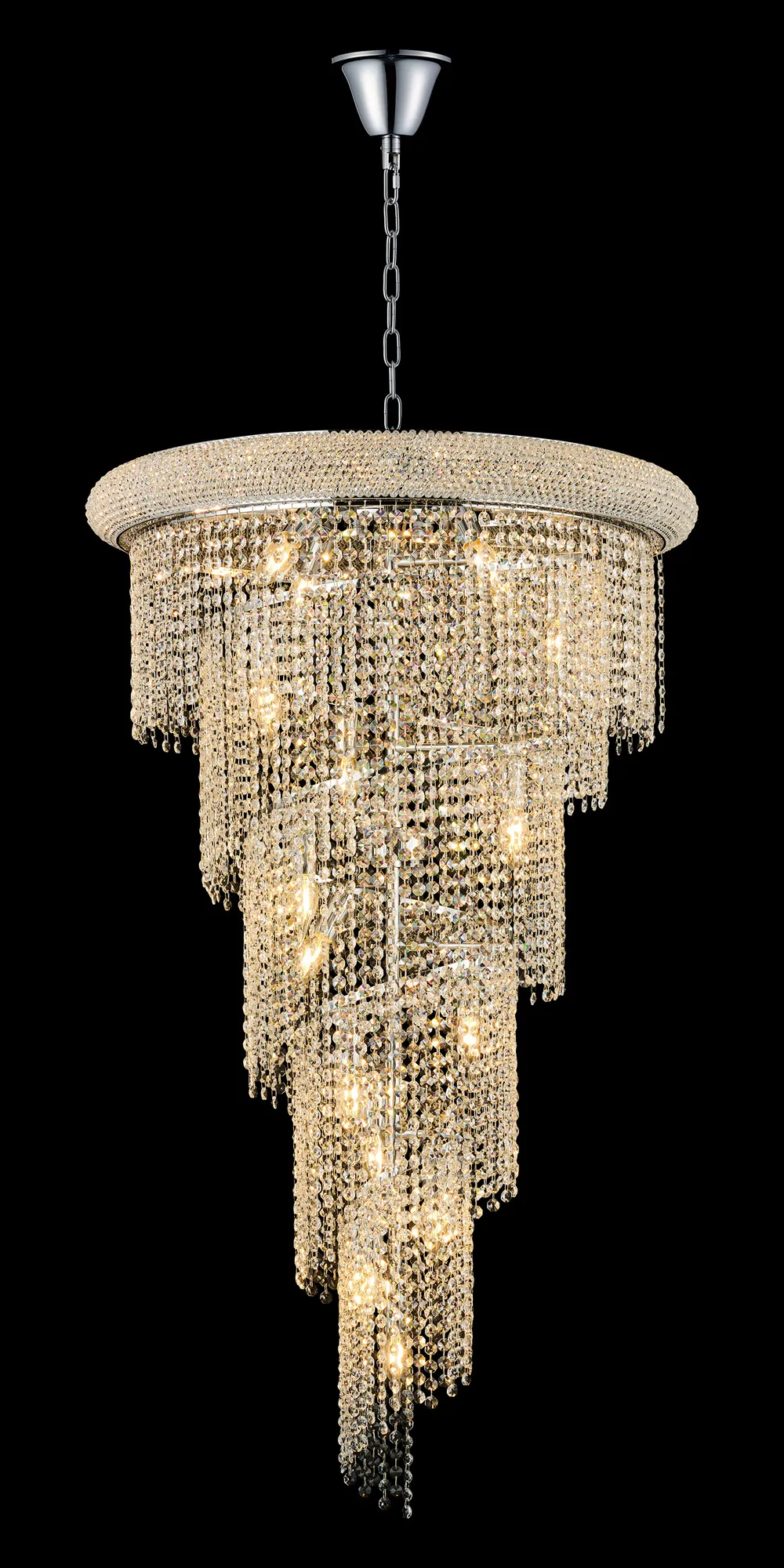 IL32963CH  Alexandra 70cm Pendant Spiral 20 Light E14 Polished Chrome/Crystal